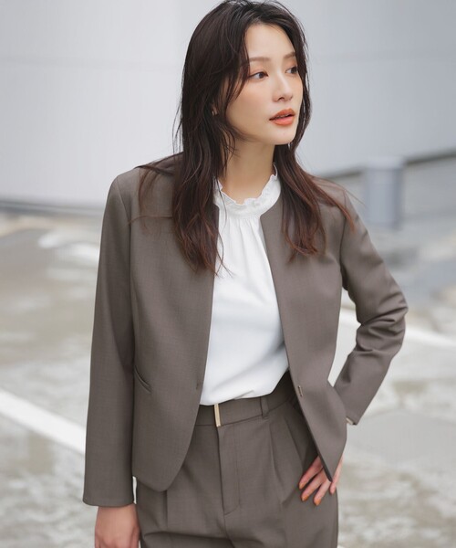 ANY SIS（エニィスィス）の「ウーステッドエステル クルーネック ジャケット（ノーカラージャケット・レディース・ネイビー系/グレー系・X-SMALL）」の17枚目の写真