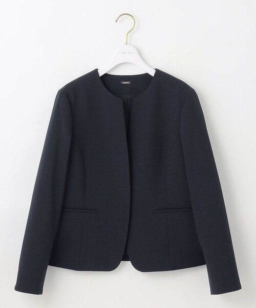 ANY SIS（エニィスィス）の「ウーステッドエステル クルーネック ジャケット（ノーカラージャケット・レディース・ネイビー系/グレー系・X-SMALL）」の5枚目の写真