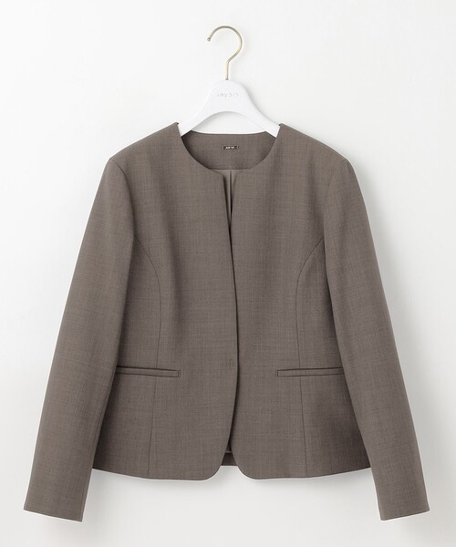 ANY SIS（エニィスィス）の「ウーステッドエステル クルーネック ジャケット（ノーカラージャケット・レディース・ネイビー系/グレー系・X-SMALL）」の6枚目の写真