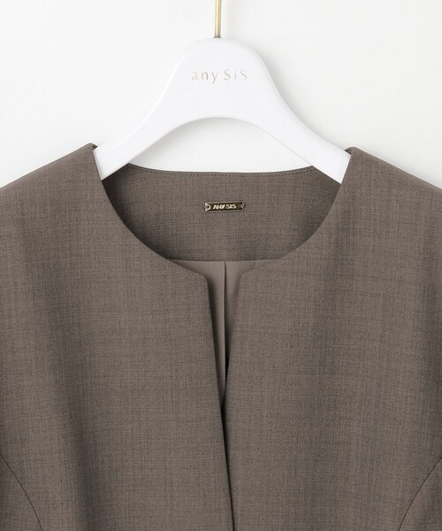 ANY SIS（エニィスィス）の「ウーステッドエステル クルーネック ジャケット（ノーカラージャケット・レディース・ネイビー系/グレー系・X-SMALL）」の8枚目の写真