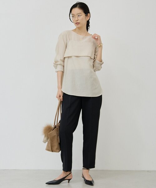 GALLARDAGALANTE(ガリャルダガランテ)の「【シワになりにくい】ジャージーテーパードパンツ(その他パンツ・レディース・アイボリー/グレイッシュベージュ/ブラック・0/1/2)」の4枚目の写真