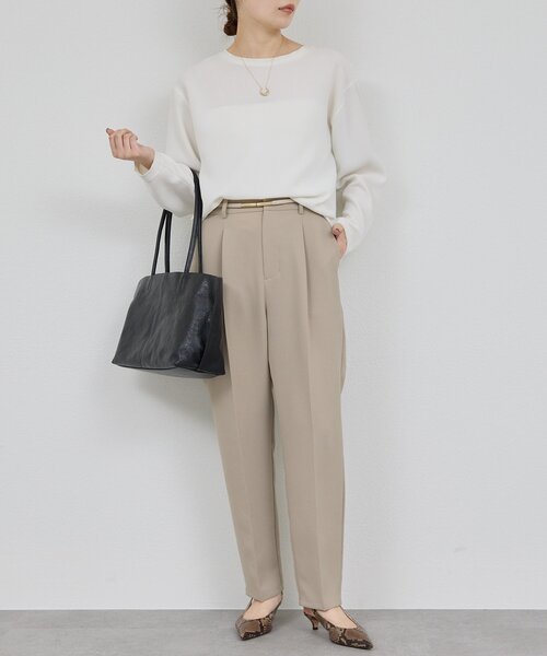 GALLARDAGALANTE(ガリャルダガランテ)の「【シワになりにくい】ジャージーテーパードパンツ(その他パンツ・レディース・アイボリー/グレイッシュベージュ/ブラック・0/1/2)」の6枚目の写真