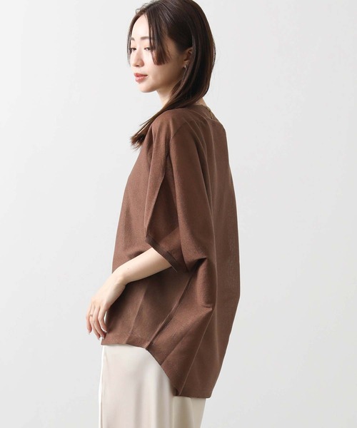 Gready Brilliant(グレディブリリアン)の「シアーボートネックドルマンニット(ニット/セーター・レディース・ブラウン/チャコールグレー・FREE)」の16枚目の写真