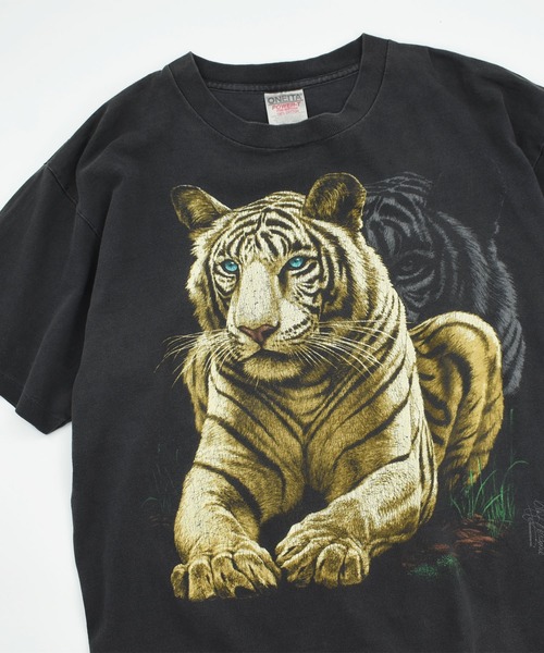 LABORATORY R(ラボラトリーアール)の「【USED】90’s ONITA “WhiteTiger” アニマル Tシャツ(Tシャツ/カットソー・メンズ・ブラック・LARGE)」の3枚目の写真