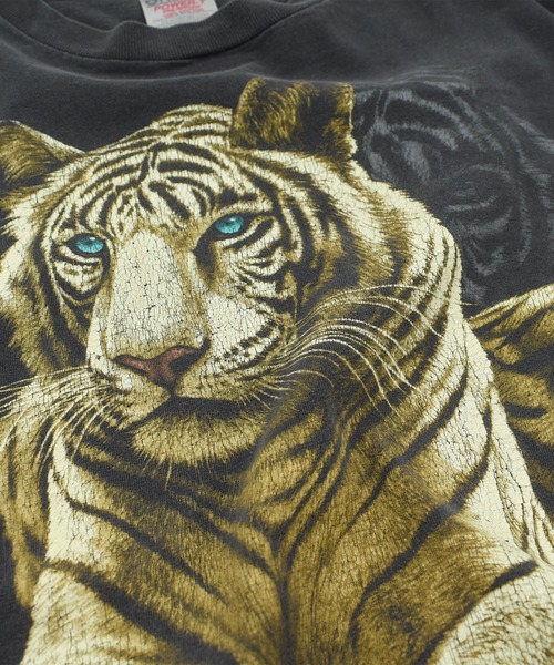 LABORATORY R(ラボラトリーアール)の「【USED】90’s ONITA “WhiteTiger” アニマル Tシャツ(Tシャツ/カットソー・メンズ・ブラック・LARGE)」の4枚目の写真