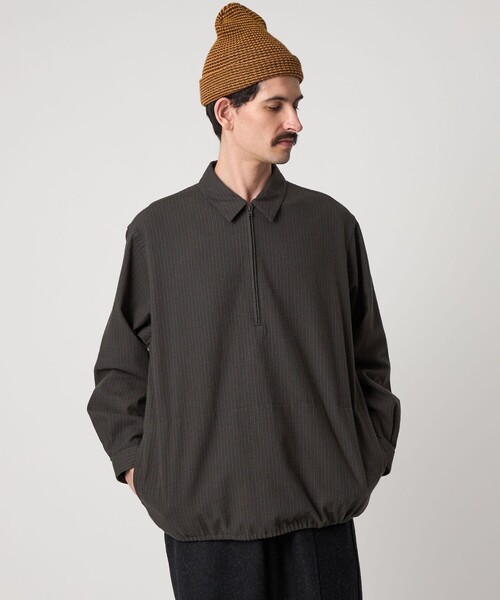 セール】＜Steven Alan＞ チェック ジップ プルオーバー シャツ LOOSE