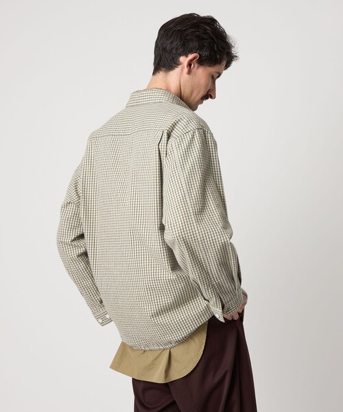 セール】＜Steven Alan＞ チェック ジップ プルオーバー シャツ LOOSE