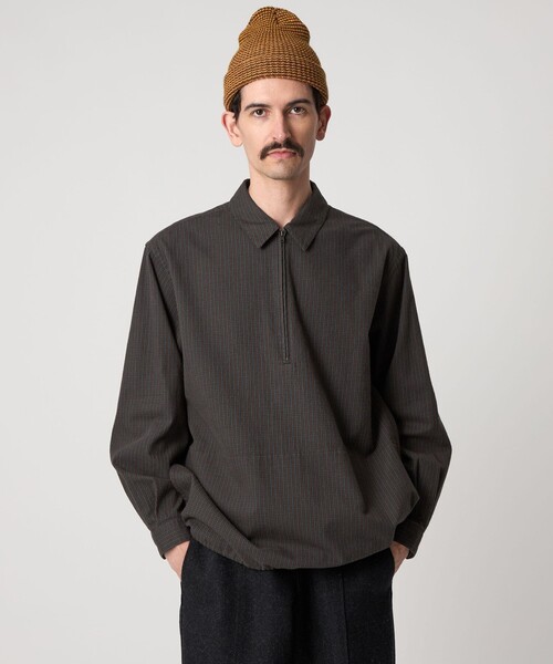 セール】＜Steven Alan＞ チェック ジップ プルオーバー シャツ LOOSE