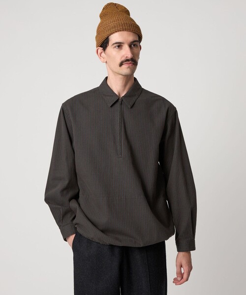 Steven Alan＞ チェック ジップ プルオーバー シャツ LOOSE（シャツ