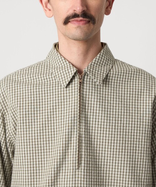 Steven Alan＞ ビエラ チェック ジップ プルオーバー シャツ