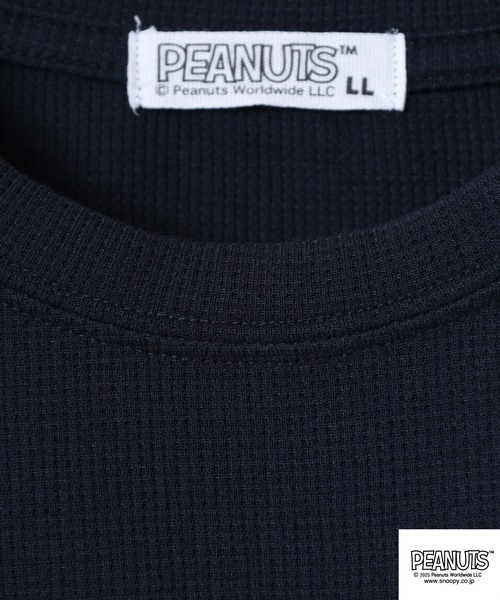PEANUTS(ピーナッツ)の「PEANUTS 刺繍杢ワッフルTシャツ(Tシャツ/カットソー・メンズ・ブラック/杢グレー/ネイビー/ホワイト・M/L/LL)」の20枚目の写真