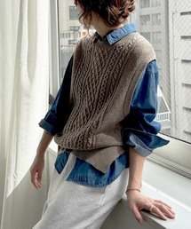 LBC | ウール混ケーブル2WAYニットベスト(ベスト)