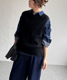 LBC（エルビーシー）の「ウール混ケーブル2WAYニットベスト（ベスト）」