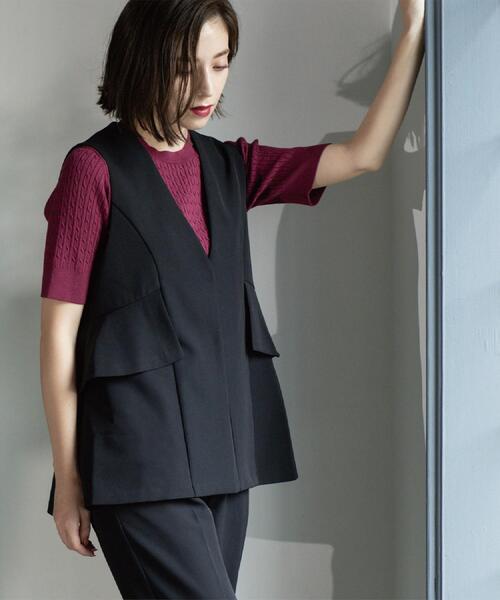 セール】フリルペプラムジレ/セットアップ対応可【洗濯機洗い可