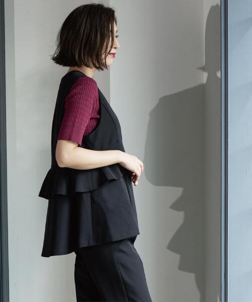 セール】フリルペプラムジレ/セットアップ対応可【洗濯機洗い可