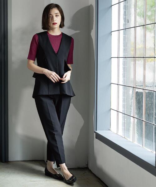 OPAQUE.CLIP（オペークドットクリップ）の「フリルペプラムジレ/セットアップ対応可【洗濯機洗い可】（ベスト・レディース・キャメル/ブラック・40/38/36/42）」の8枚目の写真