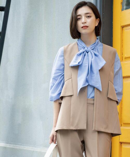 OPAQUE.CLIP（オペークドットクリップ）の「フリルペプラムジレ/セットアップ対応可【洗濯機洗い可】（ベスト・レディース・キャメル/ブラック・40/38/36/42）」の10枚目の写真