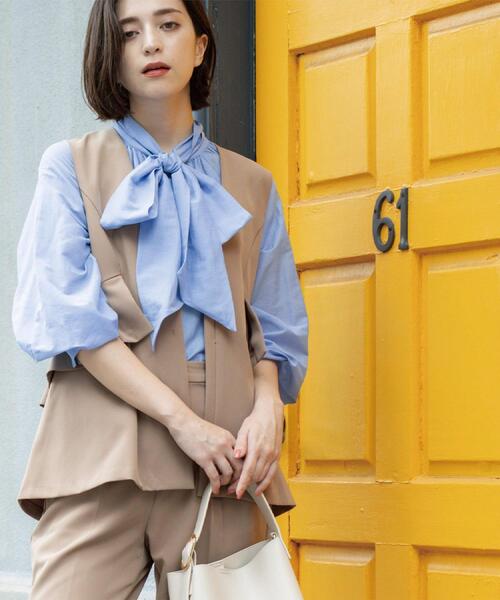 OPAQUE.CLIP（オペークドットクリップ）の「フリルペプラムジレ/セットアップ対応可【洗濯機洗い可】（ベスト・レディース・キャメル/ブラック・40/38/36/42）」の11枚目の写真