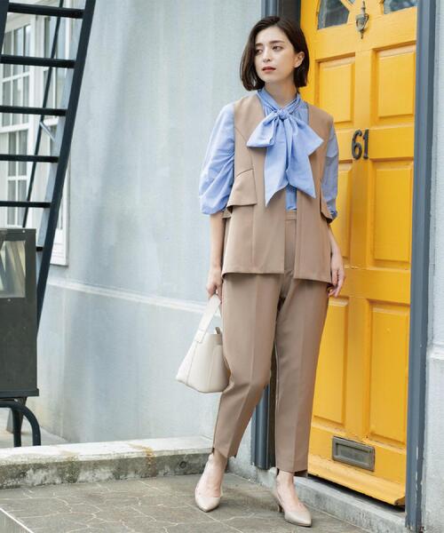 OPAQUE.CLIP（オペークドットクリップ）の「フリルペプラムジレ/セットアップ対応可【洗濯機洗い可】（ベスト・レディース・キャメル/ブラック・40/38/36/42）」の14枚目の写真