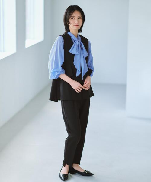 OPAQUE.CLIP（オペークドットクリップ）の「フリルペプラムジレ/セットアップ対応可【洗濯機洗い可】（ベスト・レディース・キャメル/ブラック・40/38/36/42）」の17枚目の写真