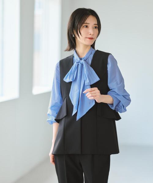 OPAQUE.CLIP（オペークドットクリップ）の「フリルペプラムジレ/セットアップ対応可【洗濯機洗い可】（ベスト・レディース・キャメル/ブラック・40/38/36/42）」の18枚目の写真