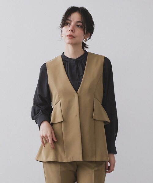 セール】フリルペプラムジレ/セットアップ対応可【洗濯機洗い可