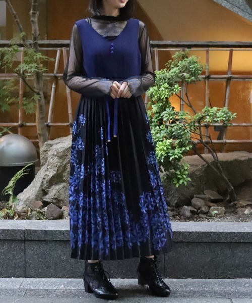 axes femme 彼岸花 彼岸花柄 ワンピース　アクシーズファム　即完売 彼岸花柄ワンピース | axes femme -outlet- | axes femme online