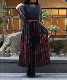 axes femme | 彼岸花柄プリーツジャンスカ(ワンピース)