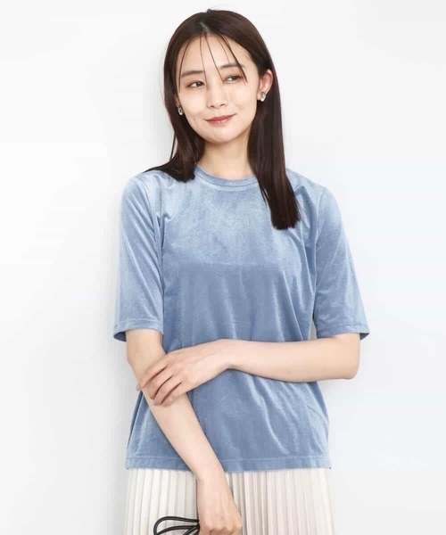 MK MICHEL KLEIN（エムケーミッシェルクラン）の「シアーベロアTシャツ/洗える（Tシャツ/カットソー・レディース・ブルー/グレイッシュベージュ/ダークグレー/ブルー系その他・38）」の5枚目の写真