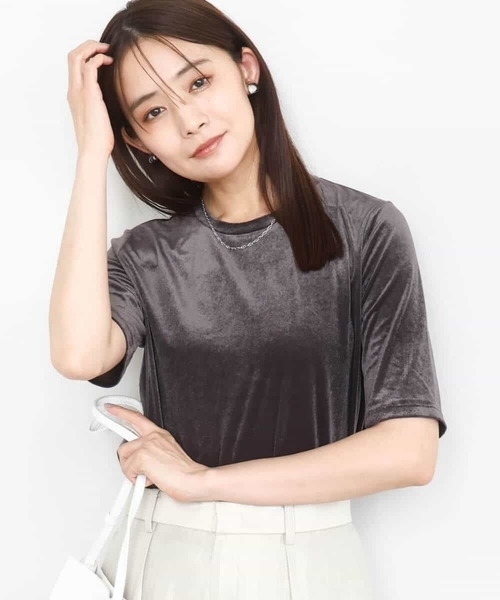 MK MICHEL KLEIN（エムケーミッシェルクラン）の「シアーベロアTシャツ/洗える（Tシャツ/カットソー・レディース・ブルー/グレイッシュベージュ/ダークグレー/ブルー系その他・38）」の13枚目の写真