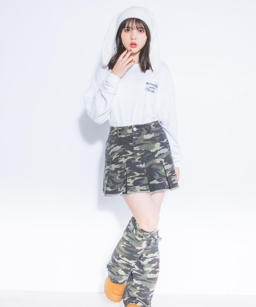 repipi armario（レピピ アルマリオ）の「ウサミミワッチ（ニットキャップ/ビーニー・キッズ・ホワイト/ブラック・FREE）」の3枚目の写真