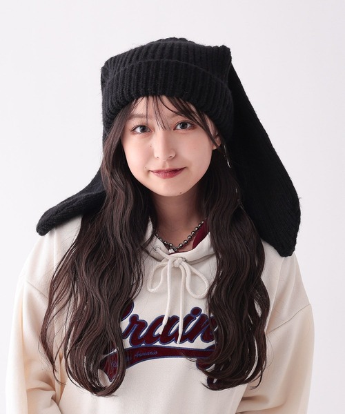 repipi armario（レピピ アルマリオ）の「ウサミミワッチ（ニットキャップ/ビーニー・キッズ・ホワイト/ブラック・FREE）」の9枚目の写真