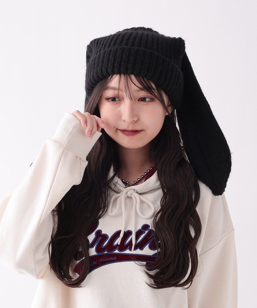 repipi armario（レピピ アルマリオ）の「ウサミミワッチ（ニットキャップ/ビーニー・キッズ・ホワイト/ブラック・FREE）」の8枚目の写真