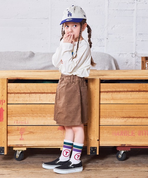 MARKEY'S（マーキーズ）の「クロスディテールミニスカート（スカート・キッズ・ライトブルー/ブラック/イエロー/ピンク/ブラウン・S/M/L/LL）」の9枚目の写真