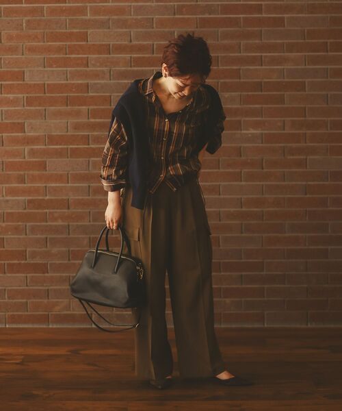 le.coeur blanc(ルクールブラン)の「《手洗い可能》ドロストチェックシャツ(シャツ/ブラウス・レディース・ブラウン系その他2/ブラック系その他・38)」の19枚目の写真