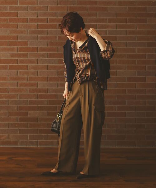 le.coeur blanc(ルクールブラン)の「《手洗い可能》ドロストチェックシャツ(シャツ/ブラウス・レディース・ブラウン系その他2/ブラック系その他・38)」の18枚目の写真