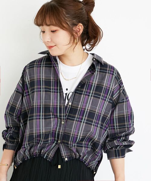 le.coeur blanc(ルクールブラン)の「《手洗い可能》ドロストチェックシャツ(シャツ/ブラウス・レディース・ブラウン系その他2/ブラック系その他・38)」の16枚目の写真