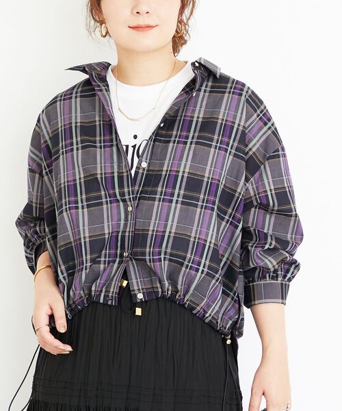 le.coeur blanc(ルクールブラン)の「《手洗い可能》ドロストチェックシャツ(シャツ/ブラウス・レディース・ブラウン系その他2/ブラック系その他・38)」の15枚目の写真