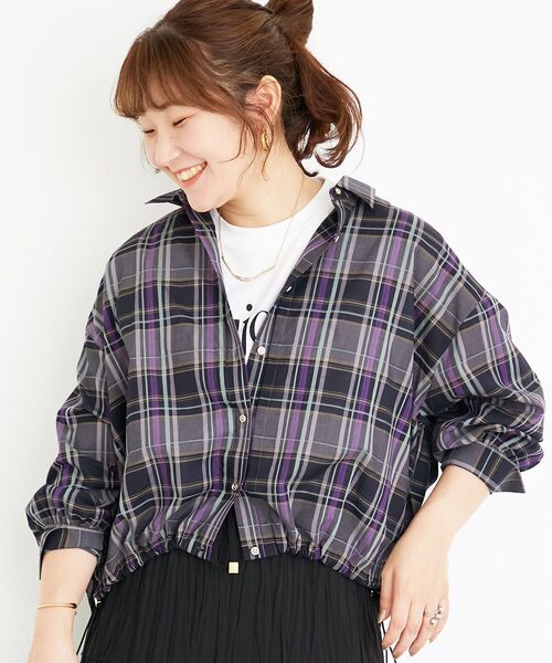 le.coeur blanc(ルクールブラン)の「《手洗い可能》ドロストチェックシャツ(シャツ/ブラウス・レディース・ブラウン系その他2/ブラック系その他・38)」の14枚目の写真