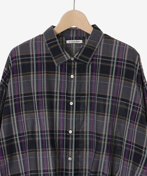 le.coeur blanc(ルクールブラン)の「《手洗い可能》ドロストチェックシャツ(シャツ/ブラウス・レディース・ブラウン系その他2/ブラック系その他・38)」の7枚目の写真