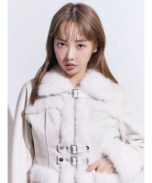 フェイクファーカラーベルトジャケット（ブルゾン）｜EATME