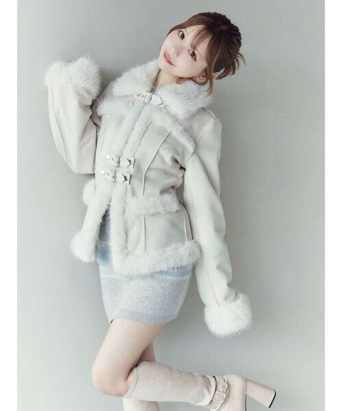 フェイクファーカラーベルトジャケット（ブルゾン）｜EATME