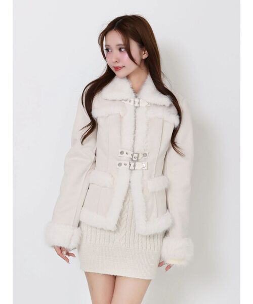 フェイクファーカラーベルトジャケット（ブルゾン）｜EATME