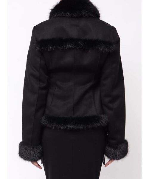 EATME フェイクファーカラーショートジャケット ブラック M EATME フェイクファーカラーショートジャケット（セットアップ可能