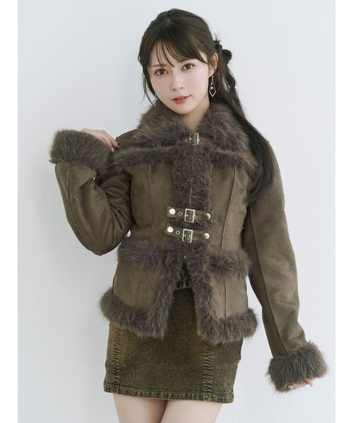 ETAME フェイクファーカラーベルトジャケット フェイクファーカラーベルトジャケット（ブルゾン）｜EATME