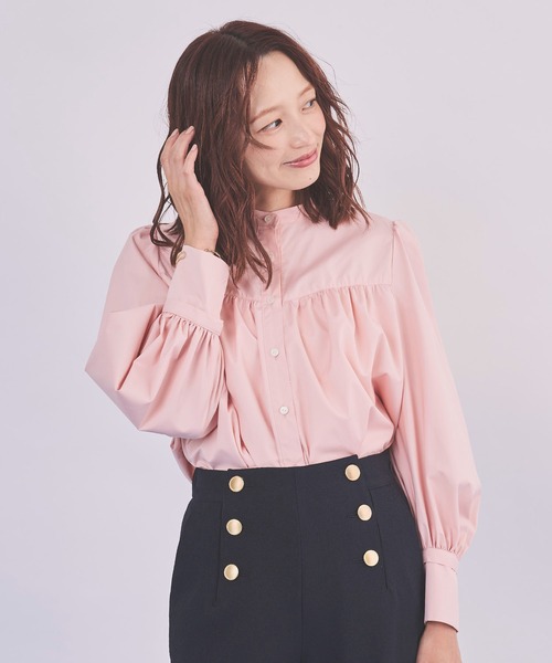 Sirin(シリン)の「≪UVカット・洗える≫ バンドカラーボリュームスリーブブラウス(シャツ/ブラウス・レディース・ライトブルー/ブルー系その他/ピンク・FREE)」の7枚目の写真
