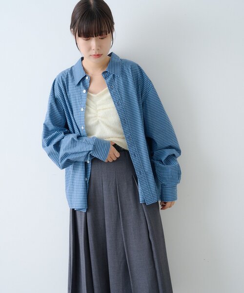 WHIMSIC(ウィムジック)の「【UNISEX/2サイズ展開】ショートレングスチェックシャツ(シャツ/ブラウス・メンズ・ブルー/ホワイト/ネイビー・2/1)」の8枚目の写真