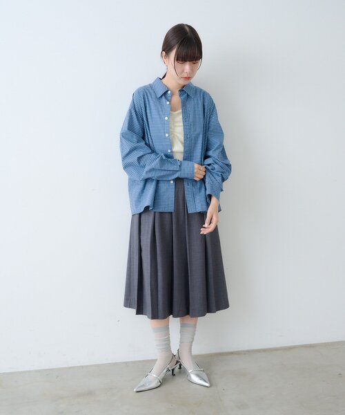 WHIMSIC(ウィムジック)の「【UNISEX/2サイズ展開】ショートレングスチェックシャツ(シャツ/ブラウス・メンズ・ブルー/ホワイト/ネイビー・2/1)」の9枚目の写真