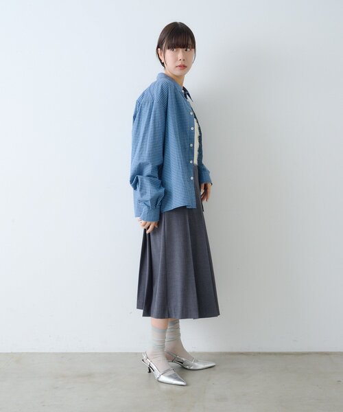 WHIMSIC(ウィムジック)の「【UNISEX/2サイズ展開】ショートレングスチェックシャツ(シャツ/ブラウス・メンズ・ブルー/ホワイト/ネイビー・2/1)」の11枚目の写真