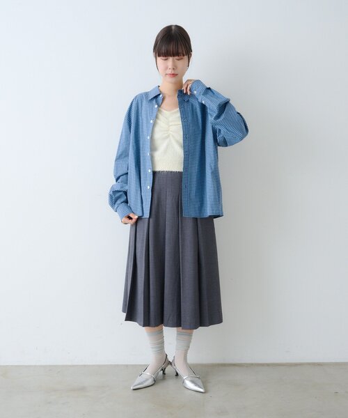 WHIMSIC(ウィムジック)の「【UNISEX/2サイズ展開】ショートレングスチェックシャツ(シャツ/ブラウス・メンズ・ブルー/ホワイト/ネイビー・2/1)」の12枚目の写真